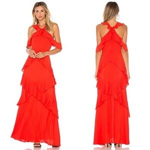 BCBGMaxAzria Audrianna gown in red.
